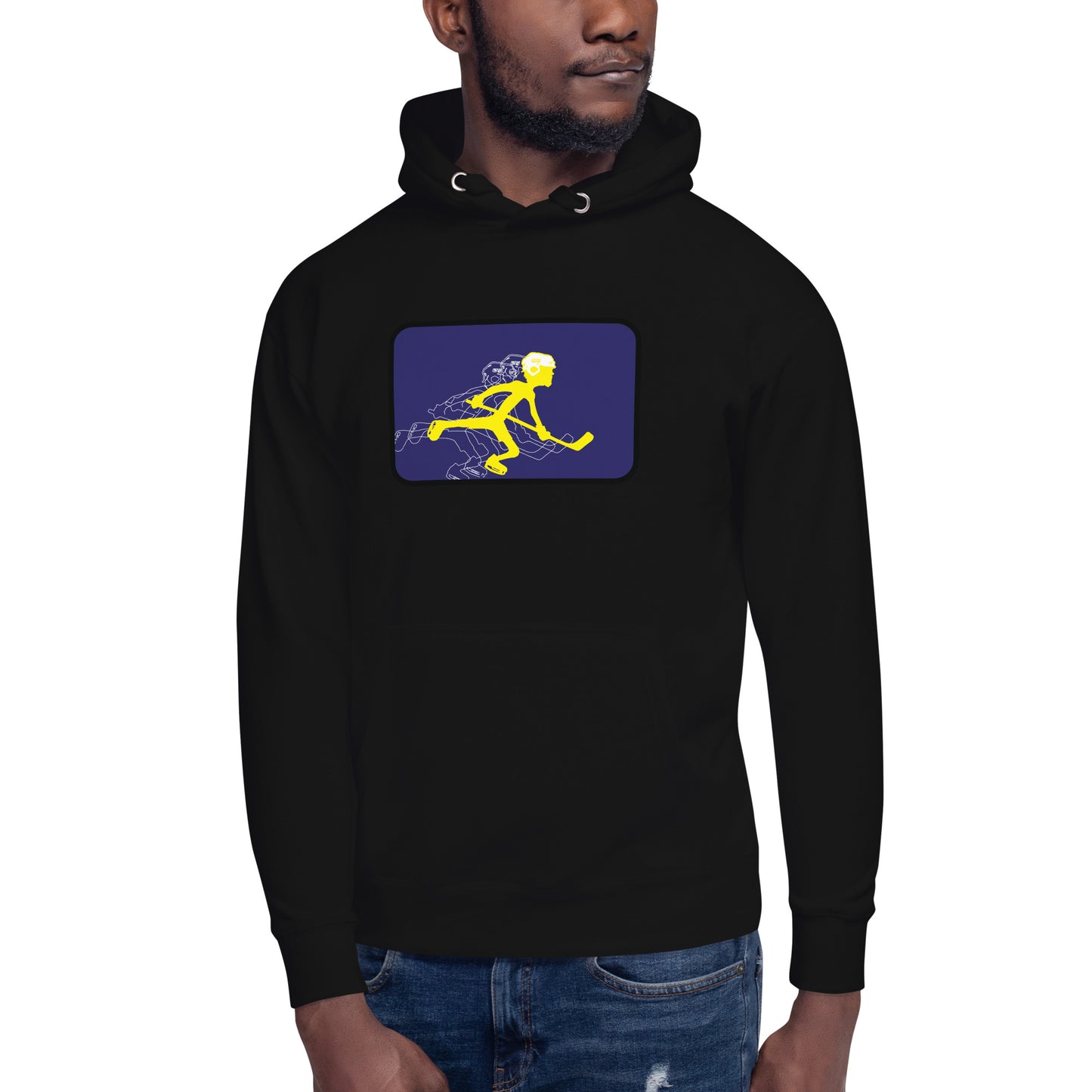 Cascade arcade style hockey art on this hoodie