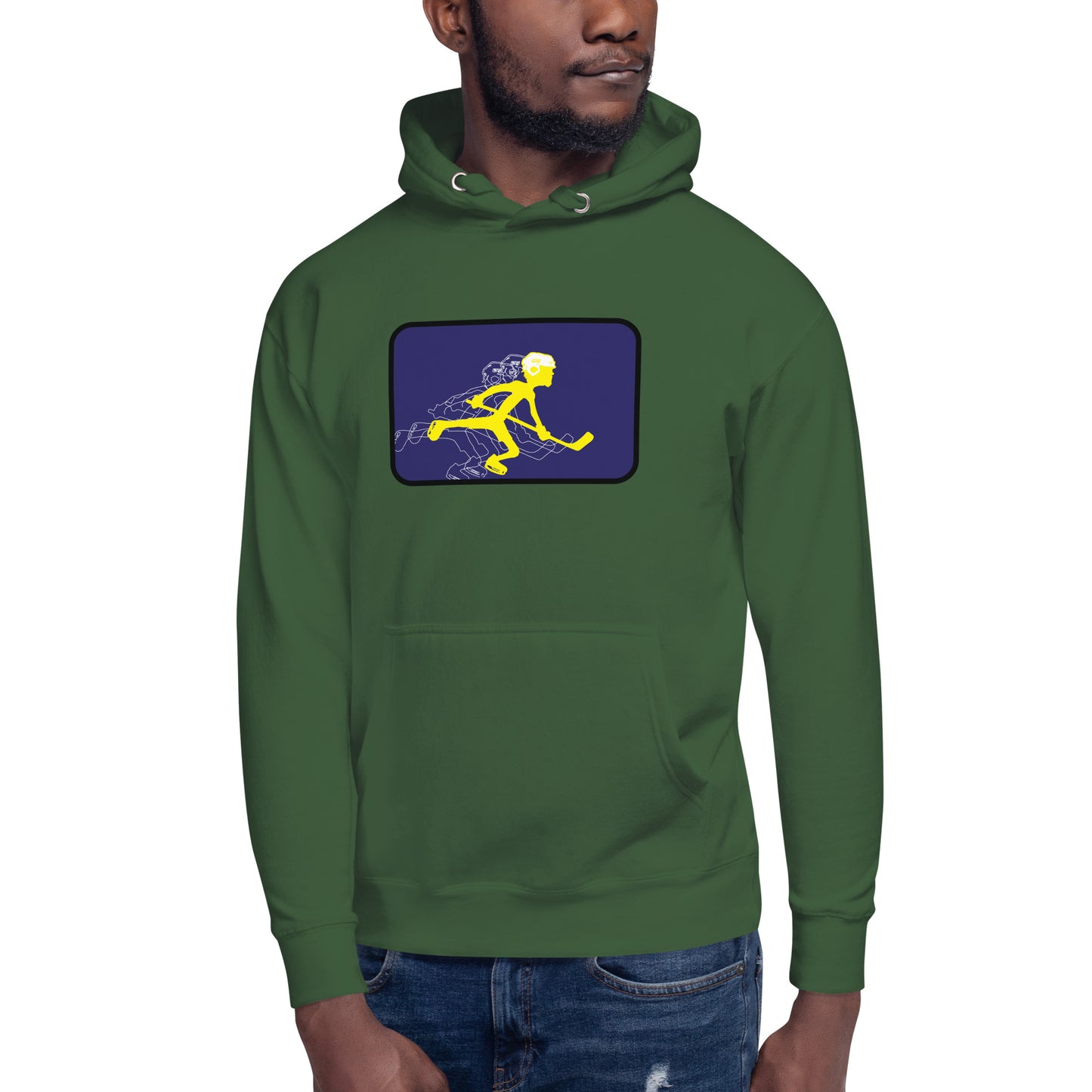 Cascade arcade style hockey art on this hoodie