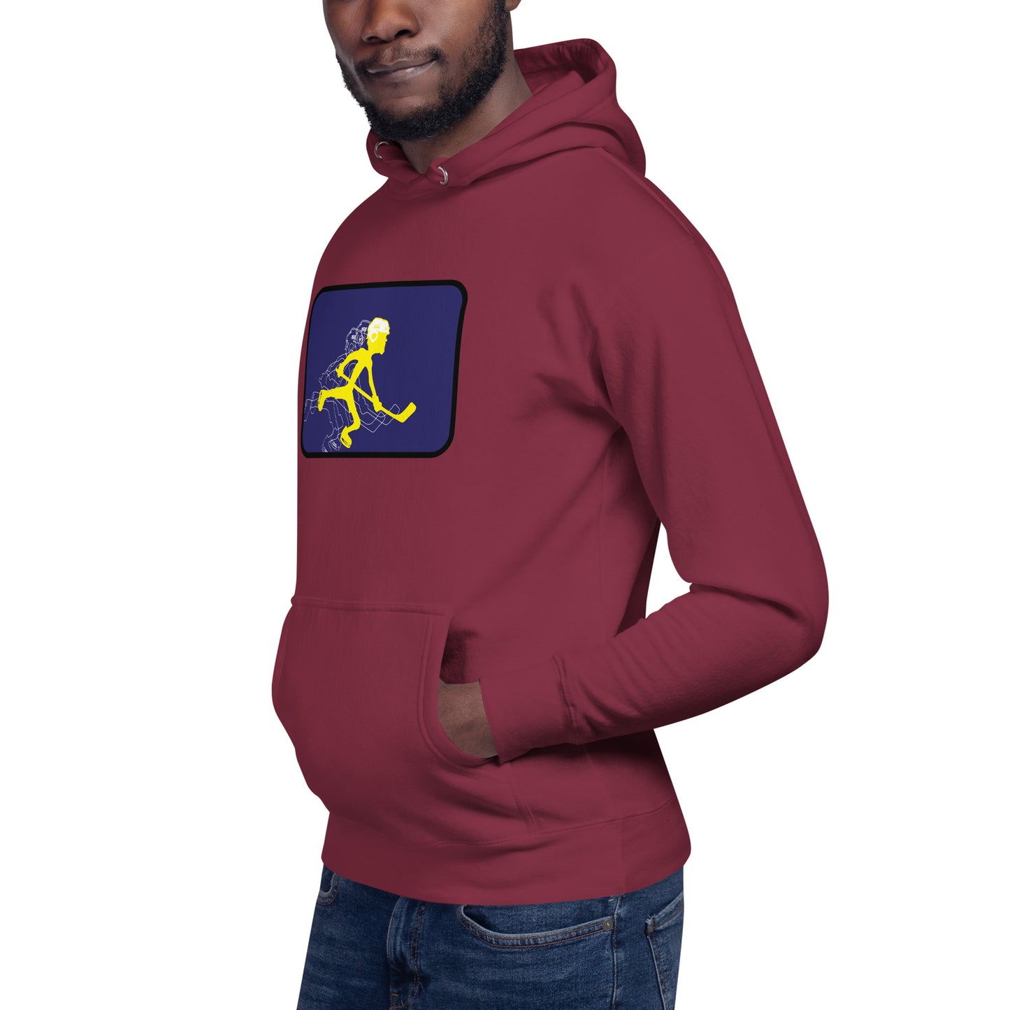 Cascade arcade style hockey art on this hoodie