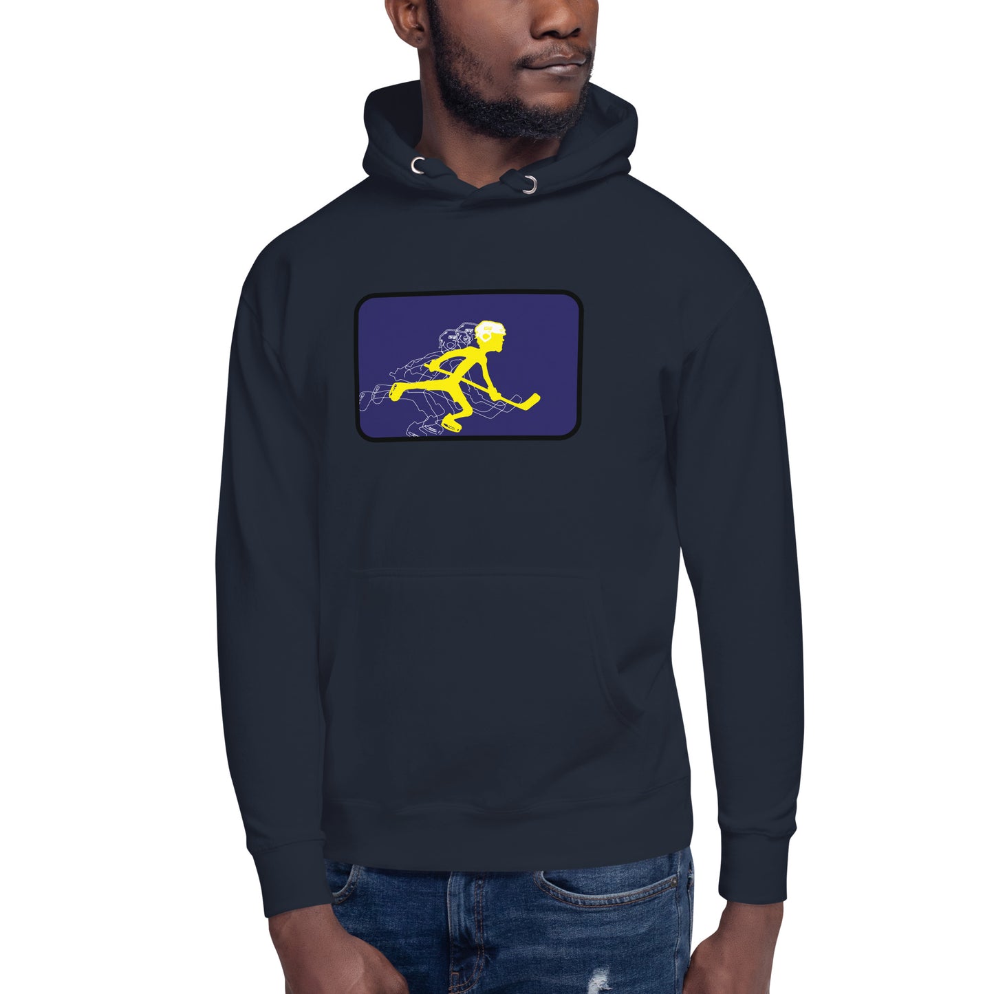 Cascade arcade style hockey art on this hoodie