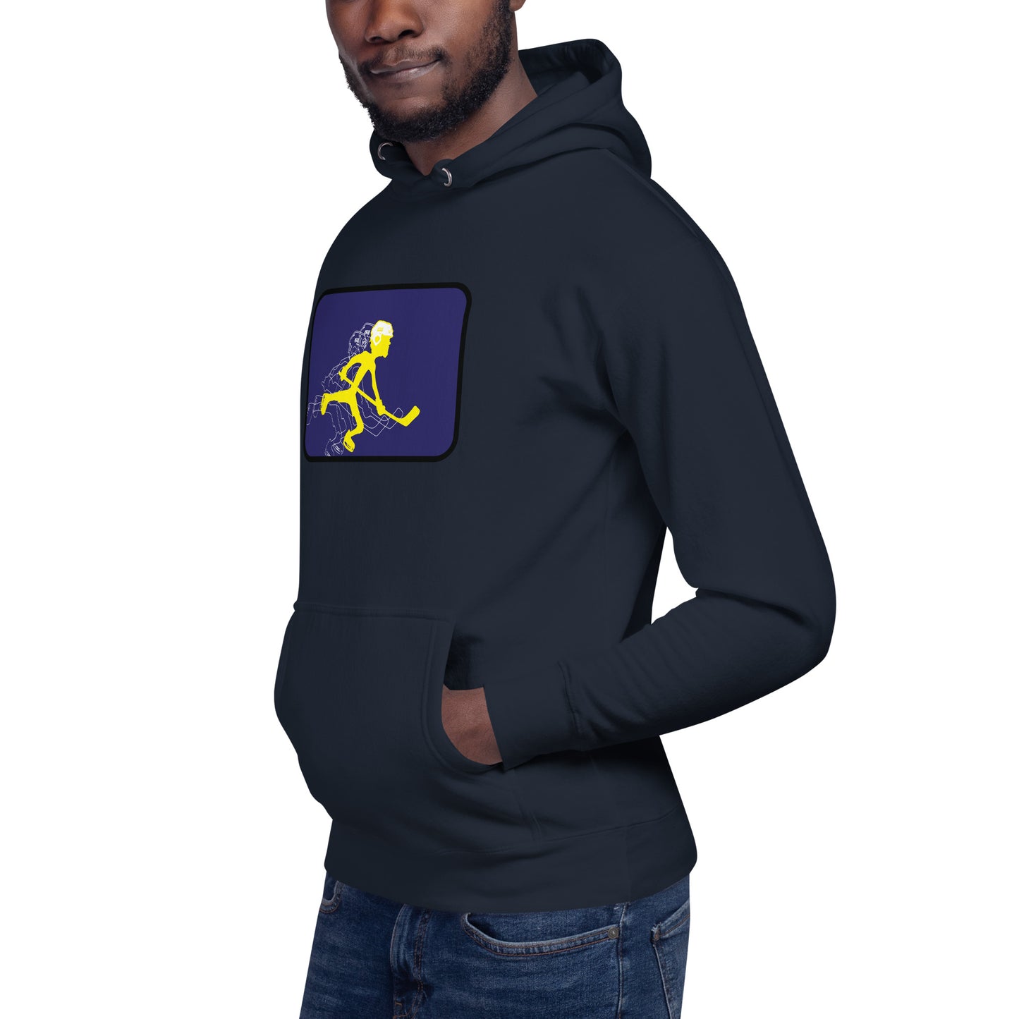 Cascade arcade style hockey art on this hoodie