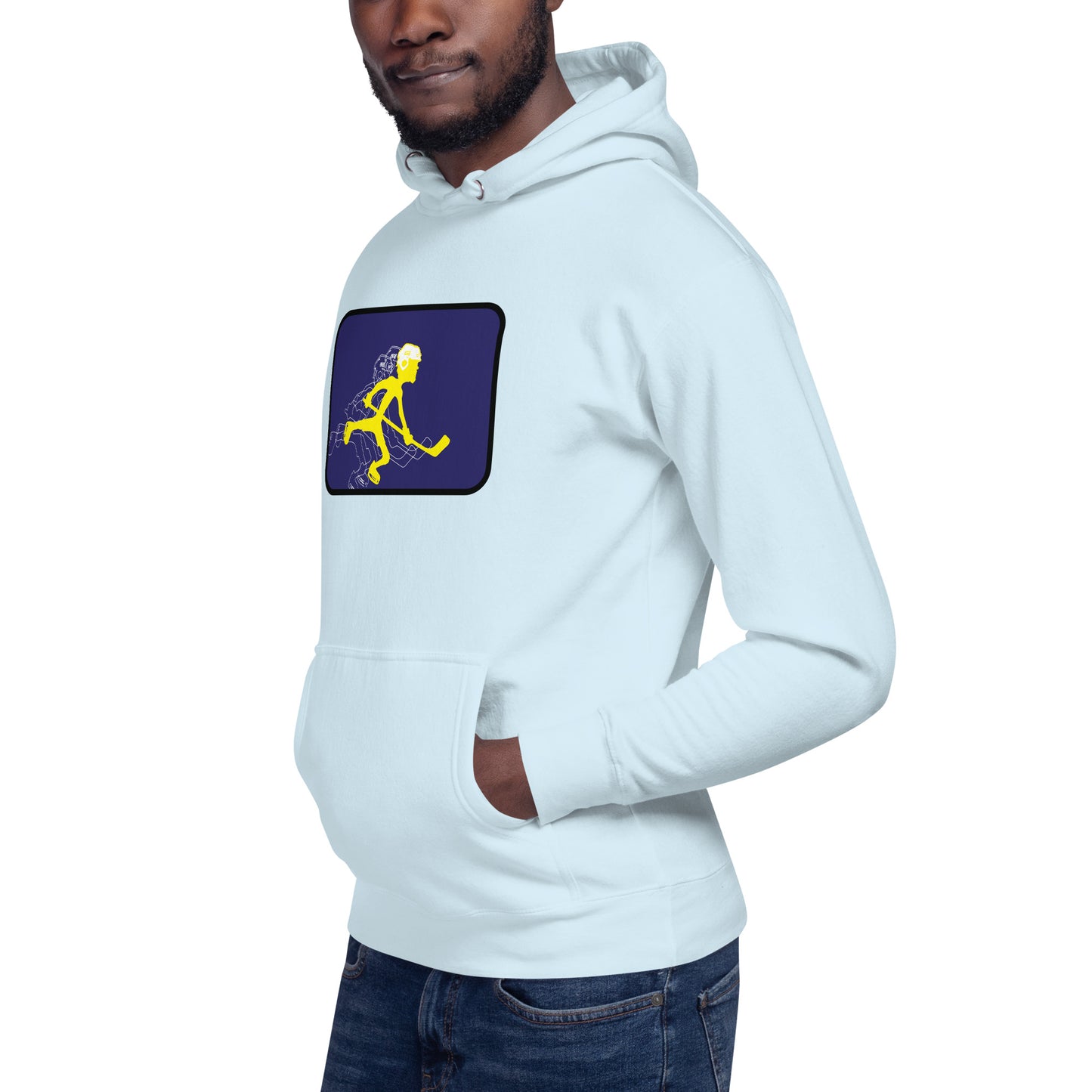 Cascade arcade style hockey art on this hoodie