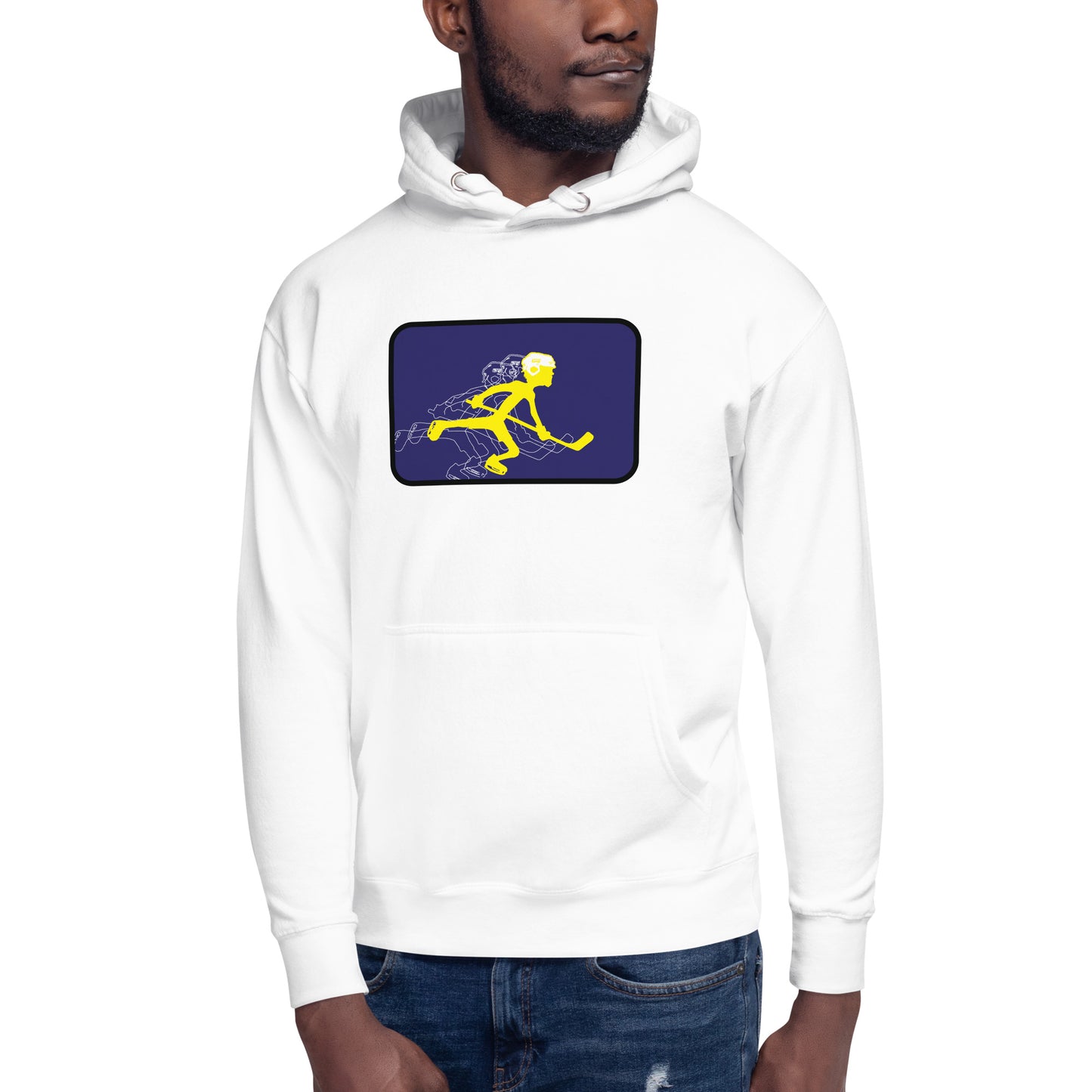 Cascade arcade style hockey art on this hoodie