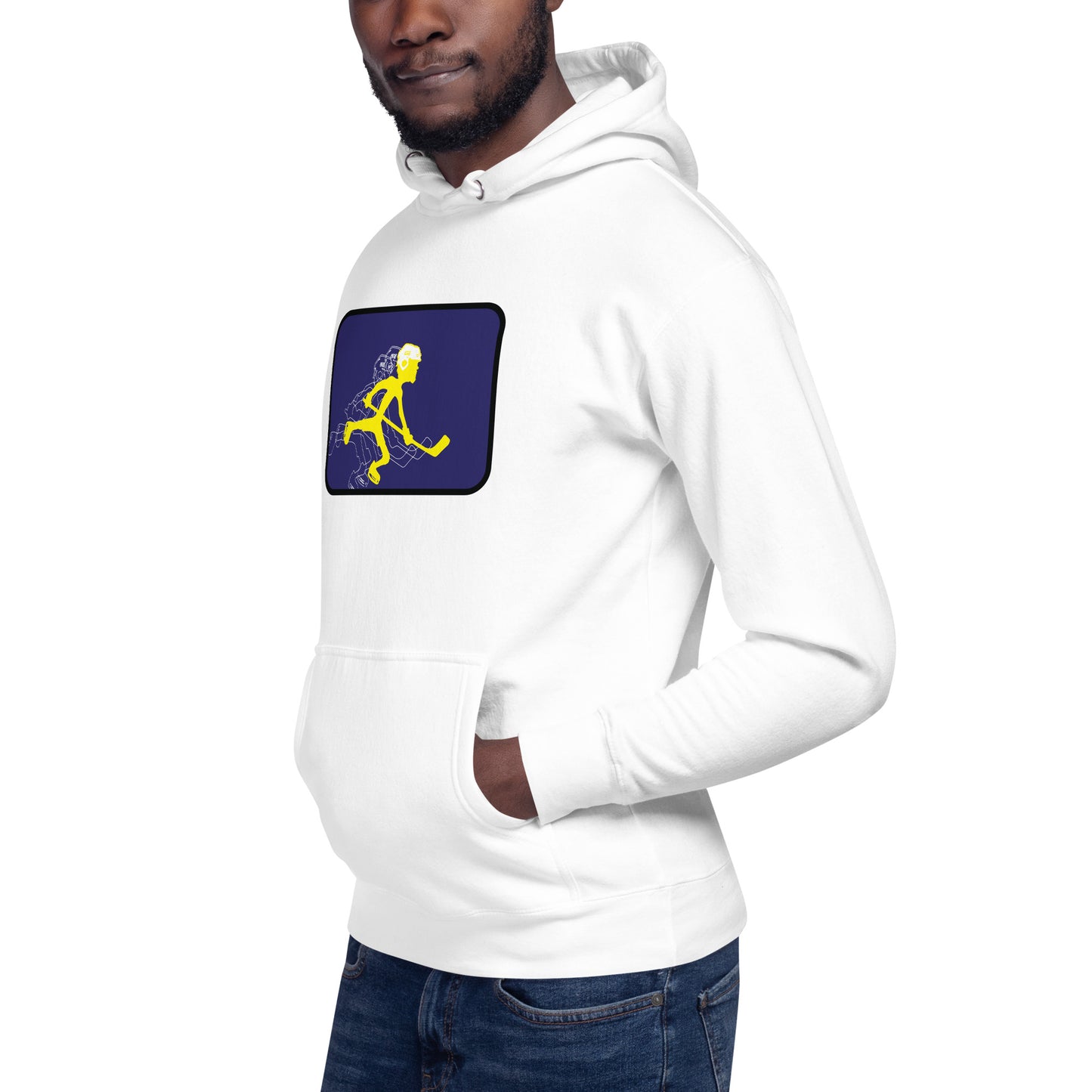 Cascade arcade style hockey art on this hoodie